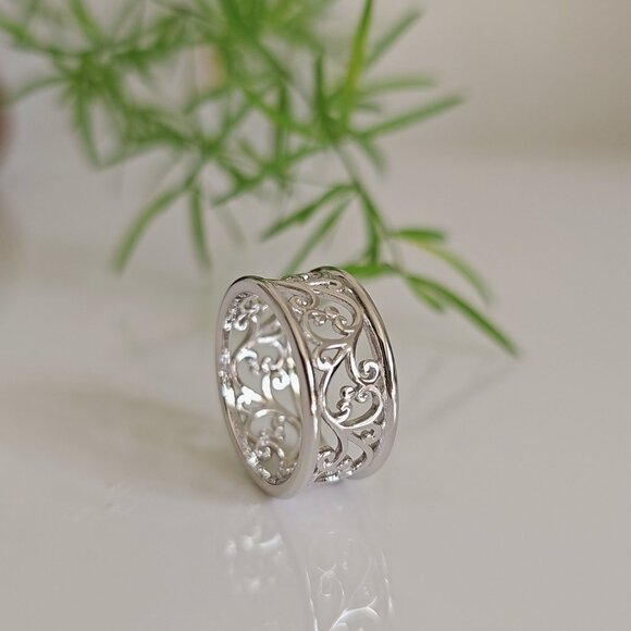 Women's 925 Sterling Silver Vines Ring Spiral Band Bali Bohemian Boho Thumb Ring - Picture 3 of 10